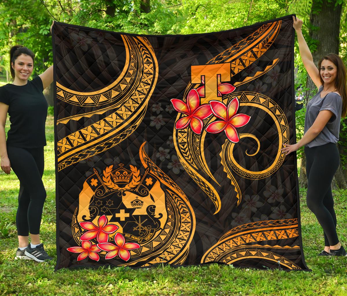 Tonga Polynesian Premium Quilt - Gold Plumeria GOLD - Polynesian Pride