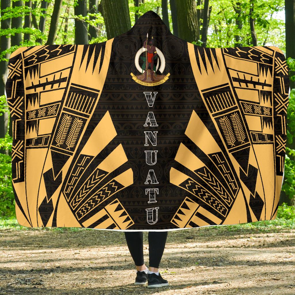 Vanuatu Hooded Blanket - Polynesian Tattoo Gold Hooded Blanket Gold - Polynesian Pride