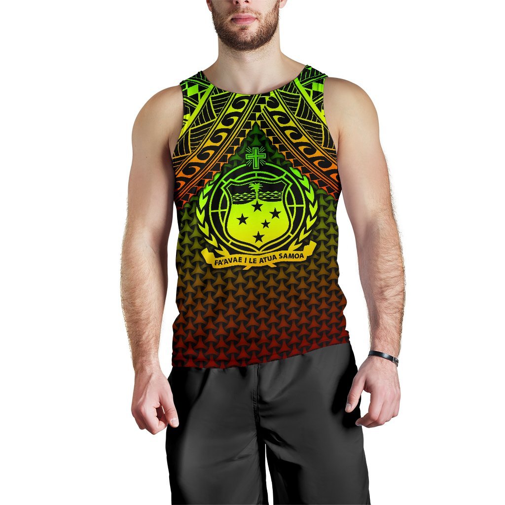 Polynesian Samoa Personalised Men's Tank Top - Reggae Vintage Polynesian Patterns - Polynesian Pride