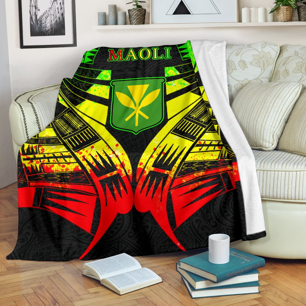 Kanaka Maoli Hawaii Flag Premium Blanket White - Polynesian Pride