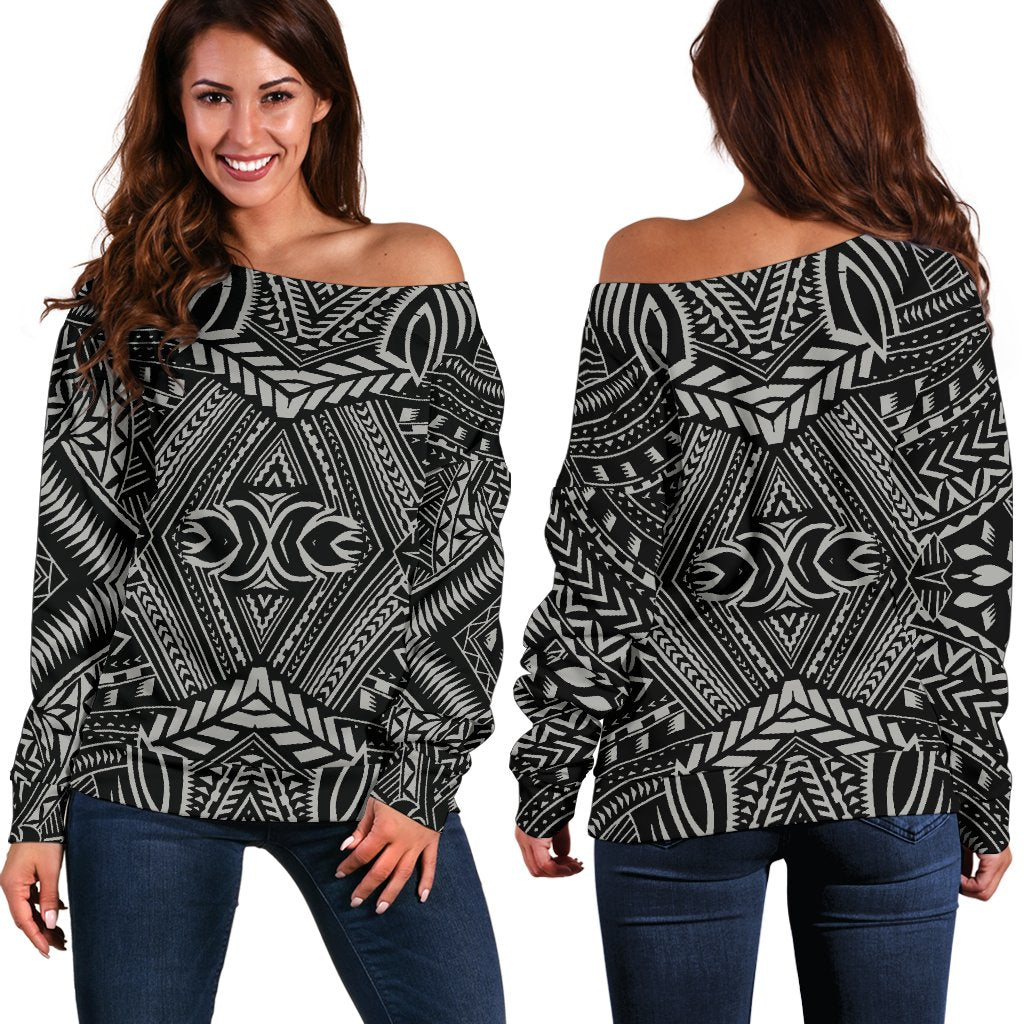 Polynesian Women's Off Shoulder Sweater 31 Grey - Polynesian Pride