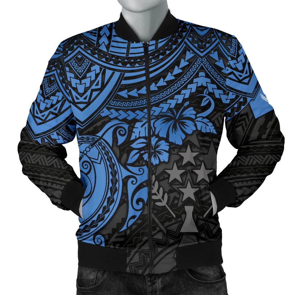 Kosrae Polynesian Bomber Jacket (Men) - Blue Turtle Blue - Polynesian Pride