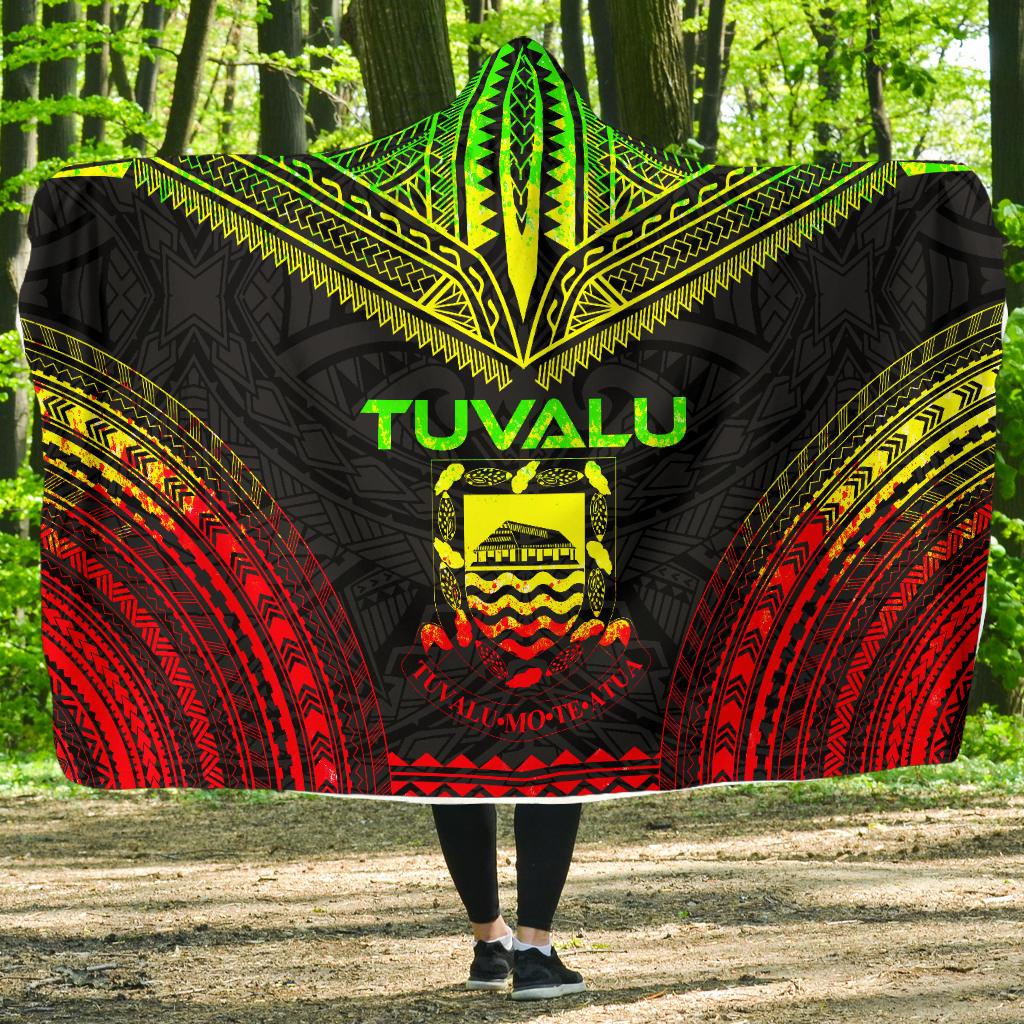 Tuvalu Polynesian Chief Hooded Blanket - Reggae Version Hooded Blanket Reggae - Polynesian Pride