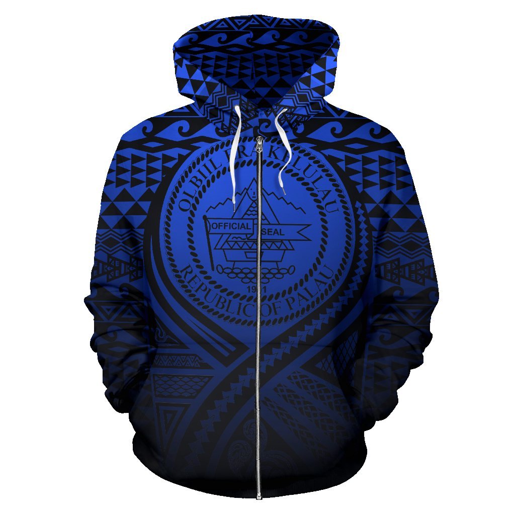 Palau All Over Zip up Hoodie Lift up Blue - Polynesian Pride