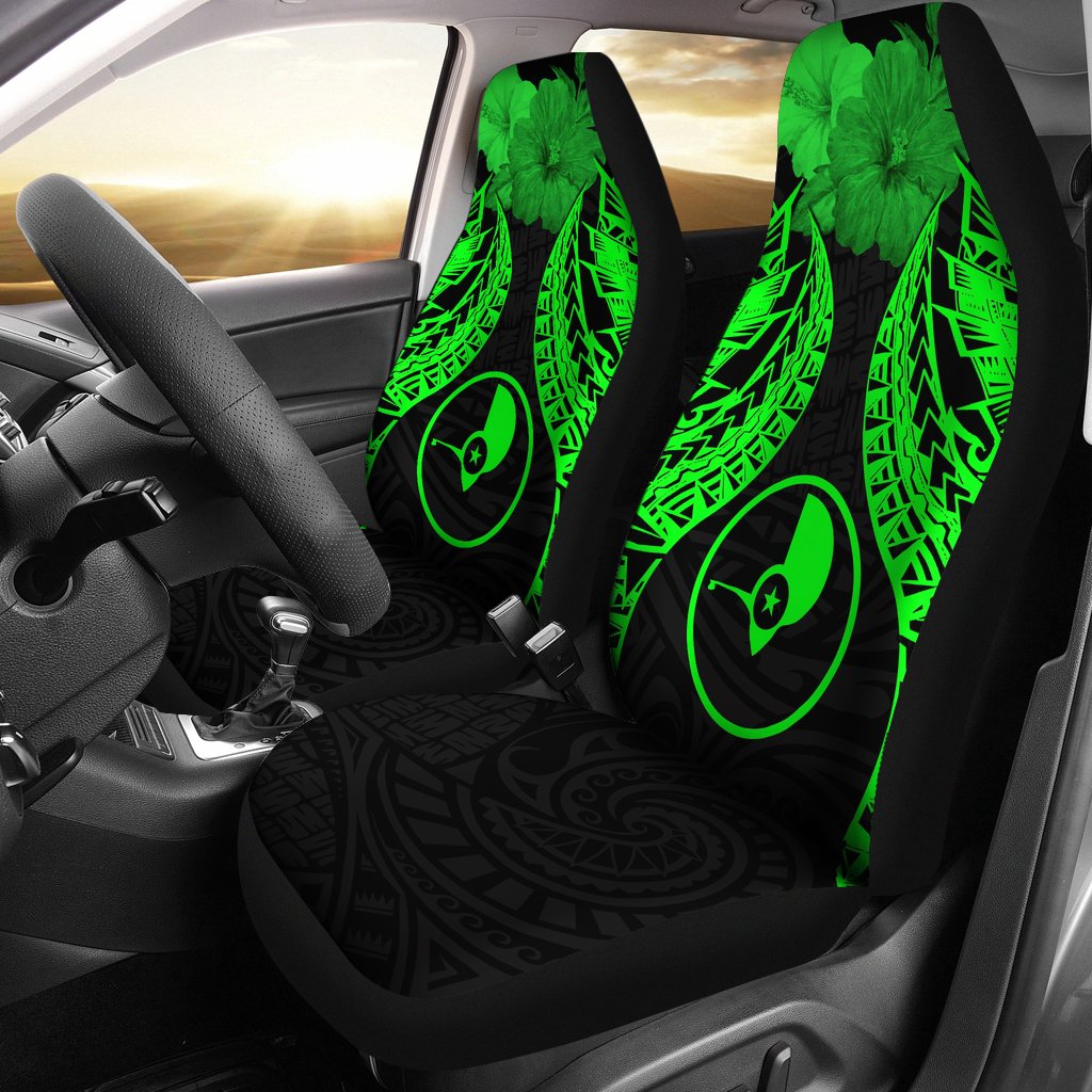 Yap Polynesian Car Seat Covers Pride Seal And Hibiscus Green Universal Fit Green - Polynesian Pride
