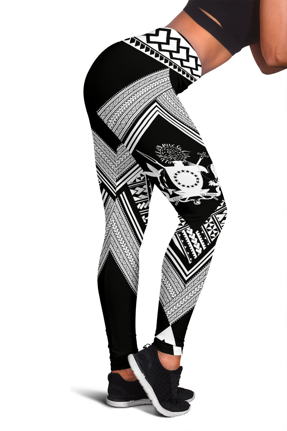 Cook Islands Leggings White Black - Polynesian Pride