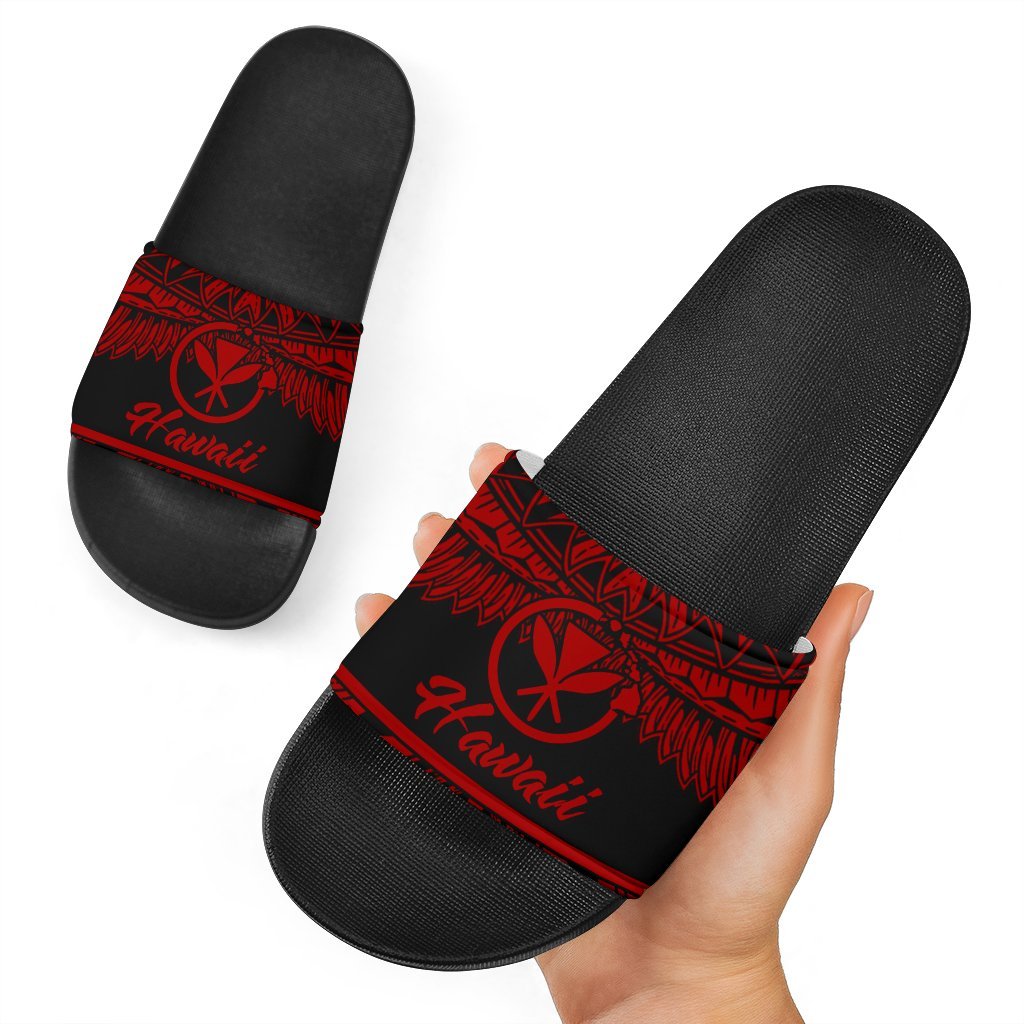 Hawaii Polynesian Slide Sandals - Hawaii Pride Red Version Black - Polynesian Pride