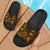 Guam Slide Sandals - Turtle Hibiscus Pattern Gold Black - Polynesian Pride