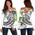 YAP Polynesian Women's Of Shoulder Sweater - Summer Plumeria (White) White - Polynesian Pride