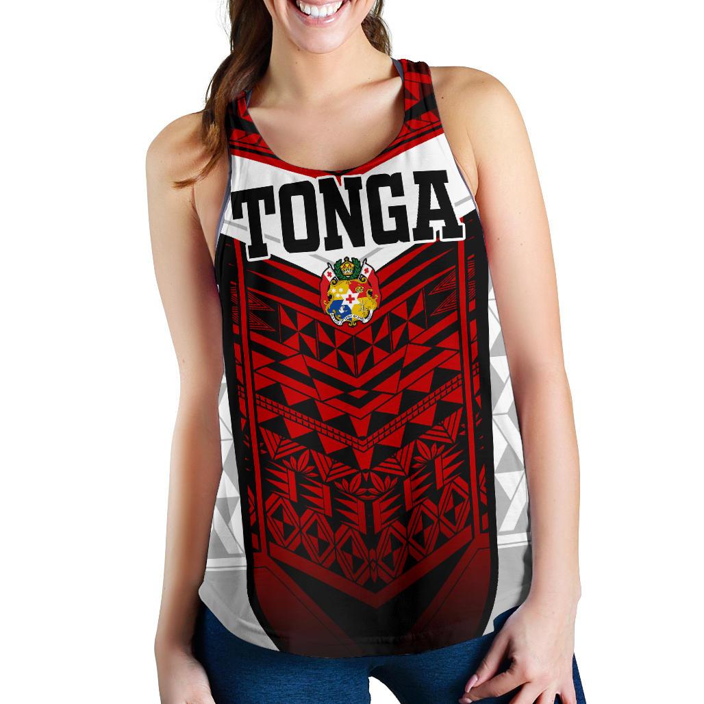 Tonga Polynesian Women's Racerback Tank - Tongan Pattern Red - Polynesian Pride