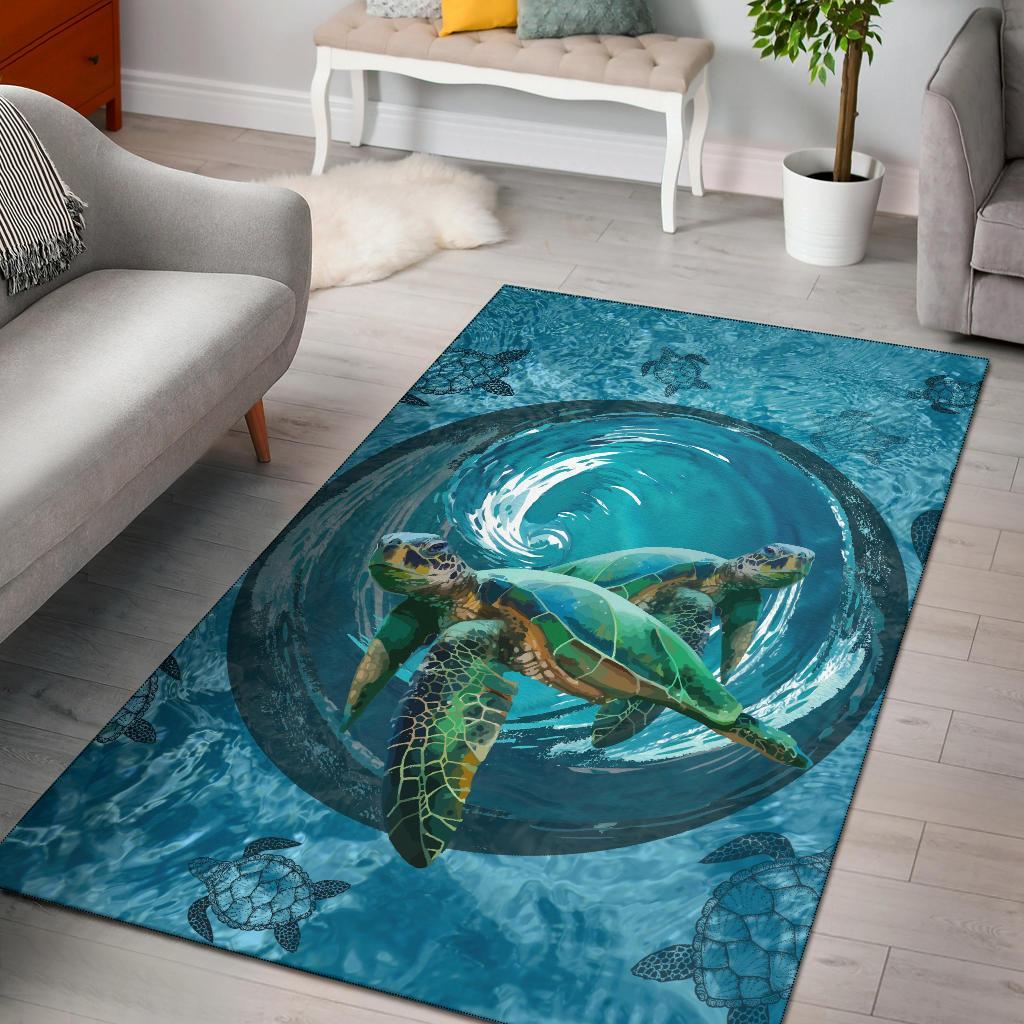 Turtle Tornado Area Rug AH Black - Polynesian Pride