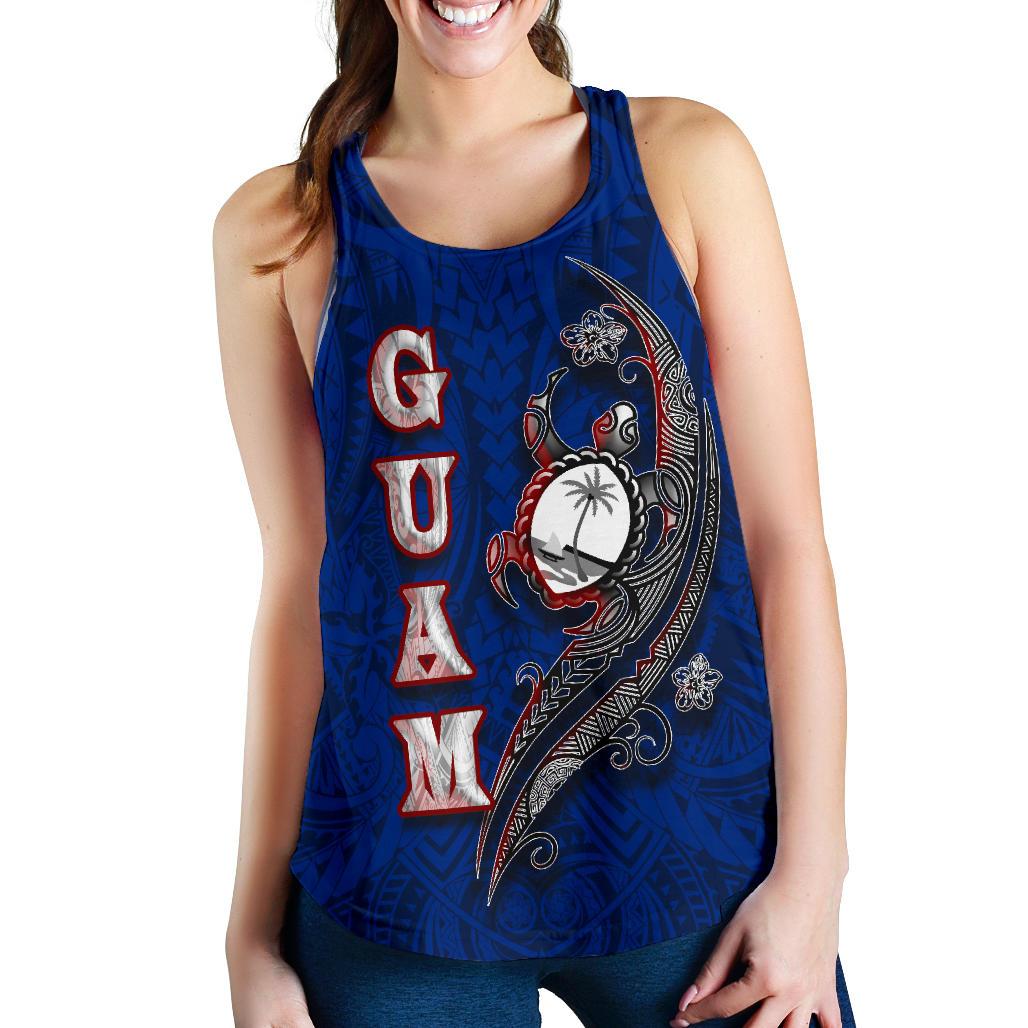 Guam Women's Racerback Tank - Turtle Waving - Polynesian Pride