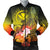 Polynesian Hawaii Men's Bomber Jacket - Kanaka Maoli Humpback Whale with Tropical Flowers (Yellow) Yellow - Polynesian Pride