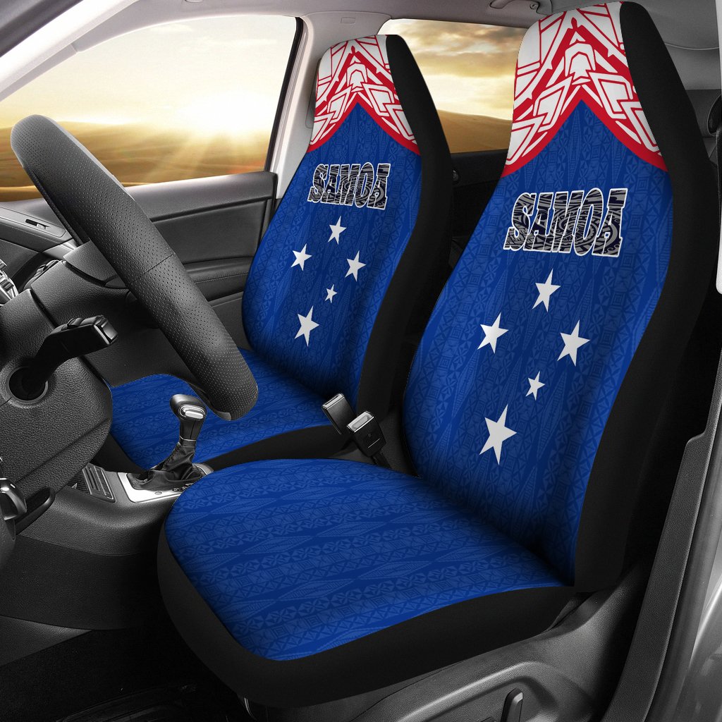 Samoa Car Seat Covers - Samoa Flag Polynesian Design Universal Fit Blue - Polynesian Pride