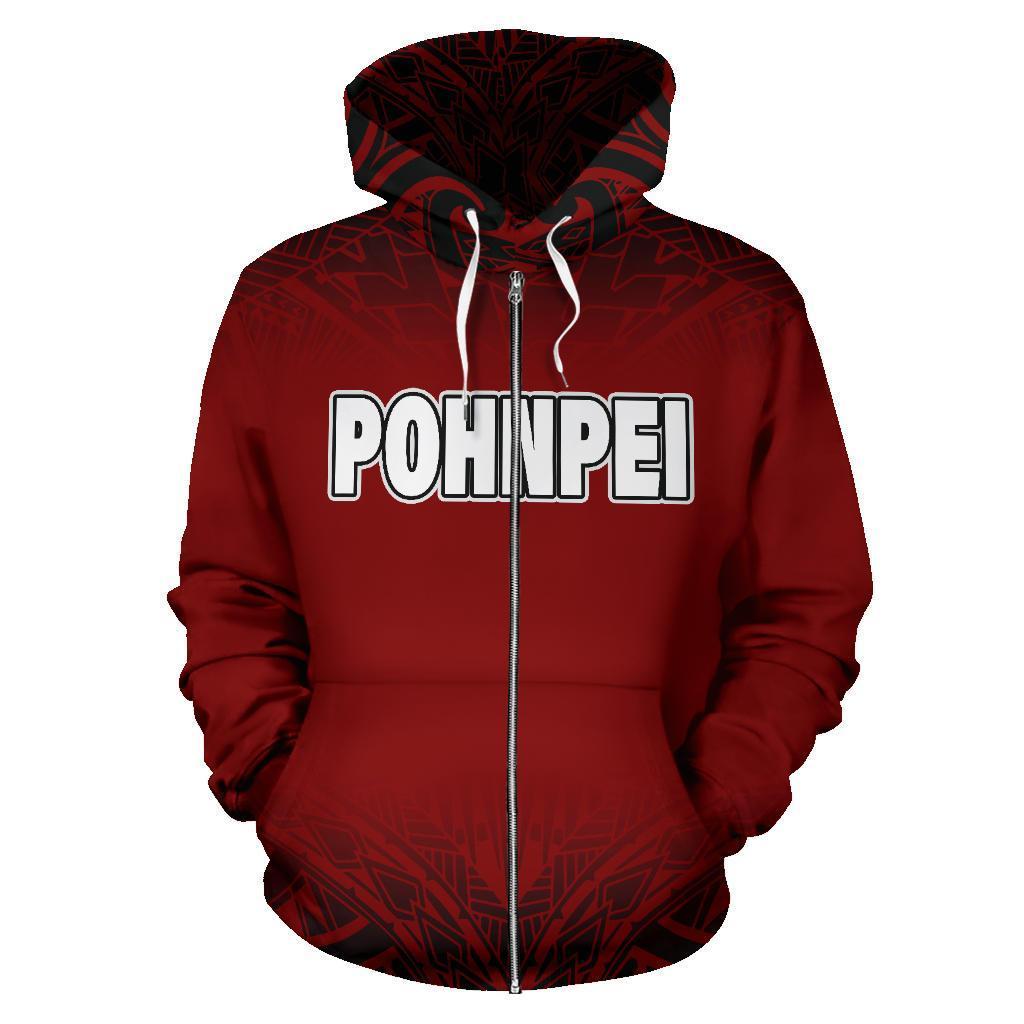 Pohnpei All Over Zip up Hoodie Red Fog Style - Polynesian Pride