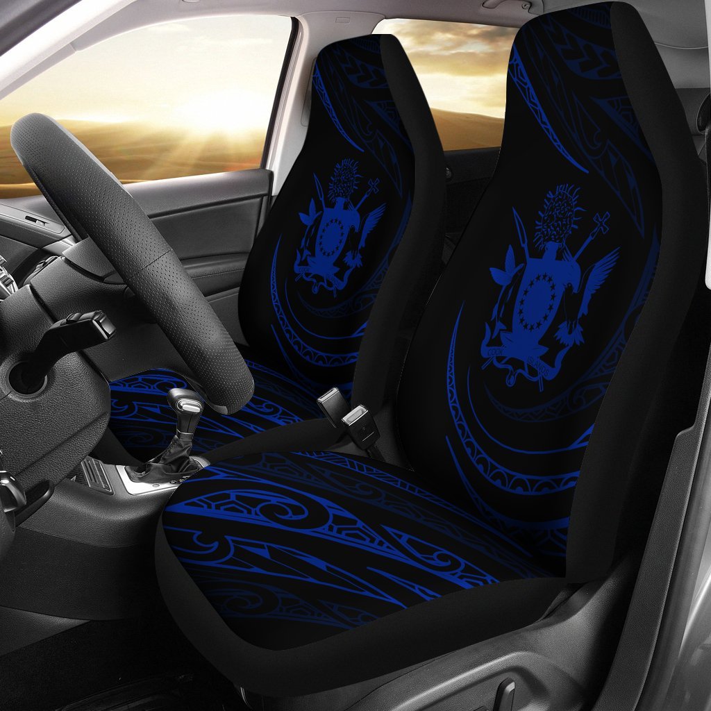 Cook Islands Car Seat Covers - Blue - Frida Style Universal Fit Black - Polynesian Pride