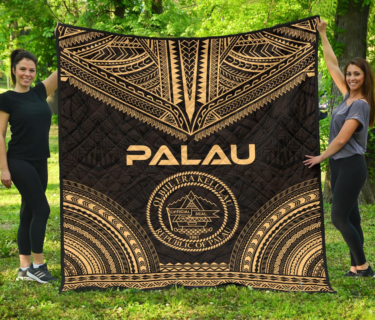 Palau Premium Quilt - Palau Seal Polynesian Chief Gold Version Gold - Polynesian Pride