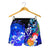 Polynesian Hawaii Custom Personalised Women's Shorts - Humpback Whale with Tropical Flowers (Blue) - Polynesian Pride