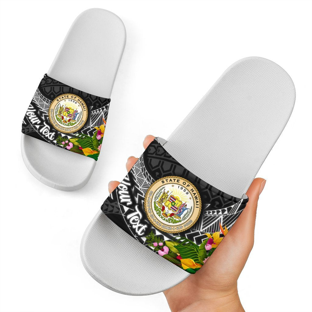 Hawaii Slide Sandals - Custom Personalised Seal Spiral Polynesian Patterns White - Polynesian Pride