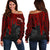 Tahiti Personalised Women's Off Shoulder Sweater - Tahiti Seal In Heartbeat Patterns Style (Red) - Polynesian Pride