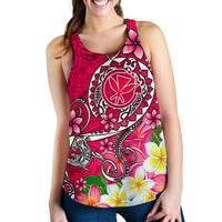 Hawaii Women's Racerback Tank - Turtle Plumeria Polynesian Tattoo Pink Color - Polynesian Pride