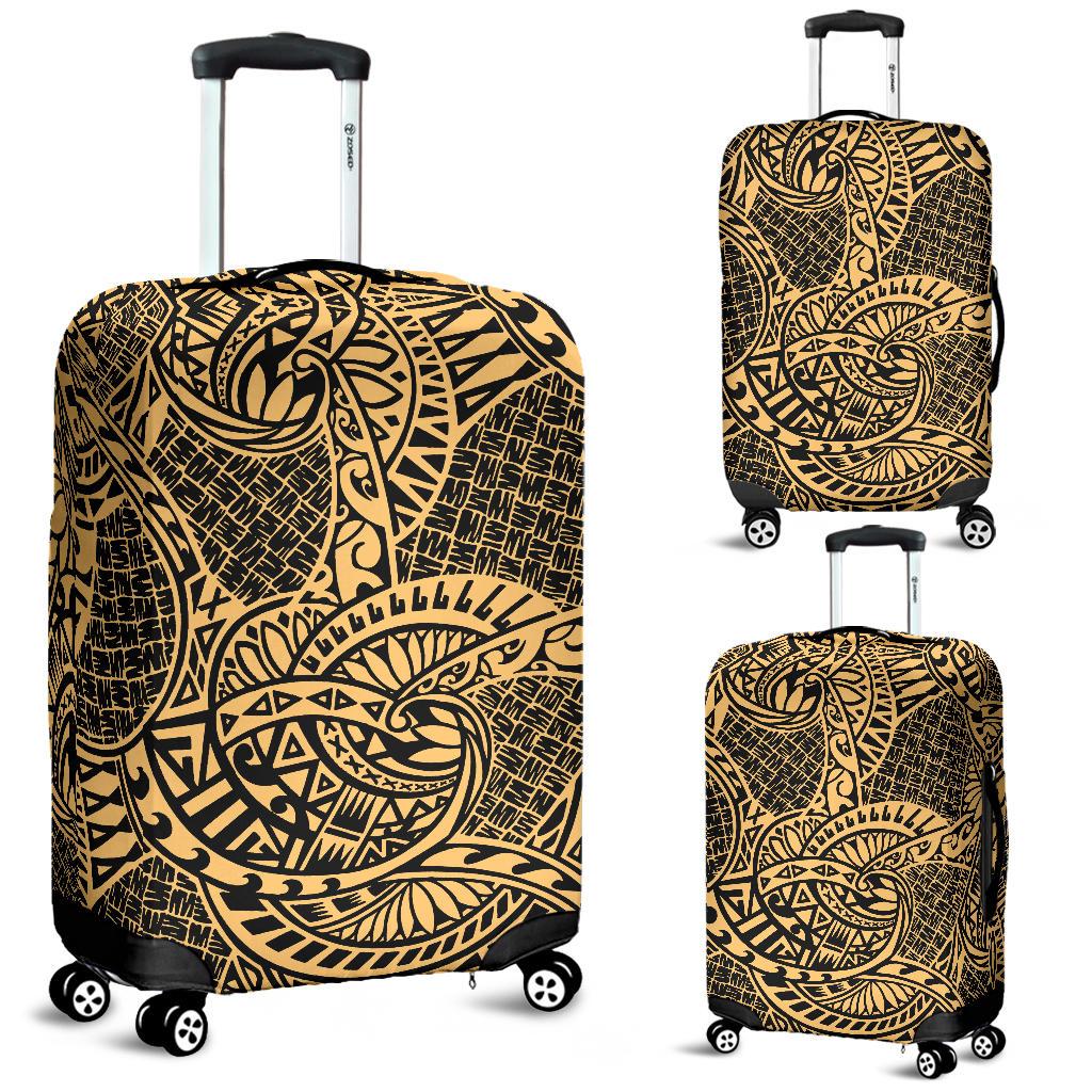 Polynesian Luggage Cover 08 Black-Gold - Polynesian Pride