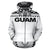 Guam All Over Zip up Hoodie Polynesian White and Black - Polynesian Pride