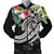 Tonga Polynesian Men's Bomber Jacket - Summer Plumeria (Black) Black - Polynesian Pride