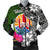 Tahiti Men Bomber Jacket - Turtle Plumeria Banana Leaf Black - Polynesian Pride