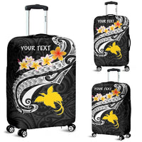 Papua New Guinea Custom Personalised Luggage Covers - PNG Seal Polynesian Patterns Plumeria (Black) - Polynesian Pride