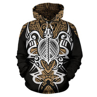 Hawaii Turtle Tribal Golden Hoodie Armor Style - Polynesian Pride