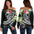 Polynesian Hawaii Women's Off Shoulder Sweater - Summer Plumeria (Black) - Polynesian Pride