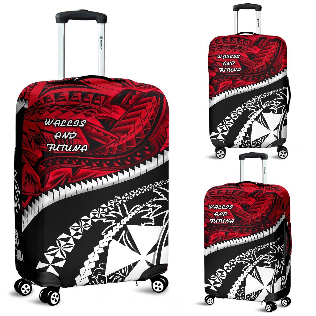 Wallis and Futuna Tapa Luggage Covers Polynesian Shark Tattoo Red - Polynesian Pride