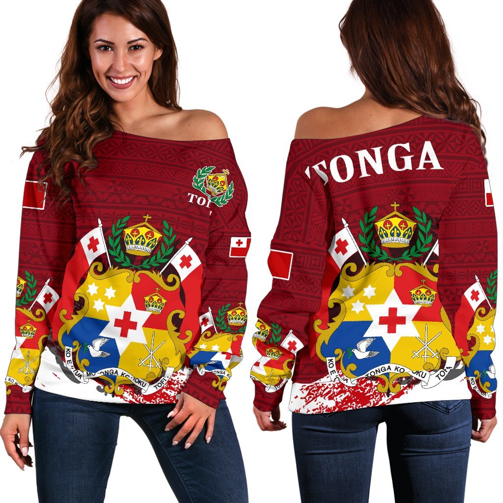 Tonga Special Off Shoulder Sweater A7 Black - Polynesian Pride