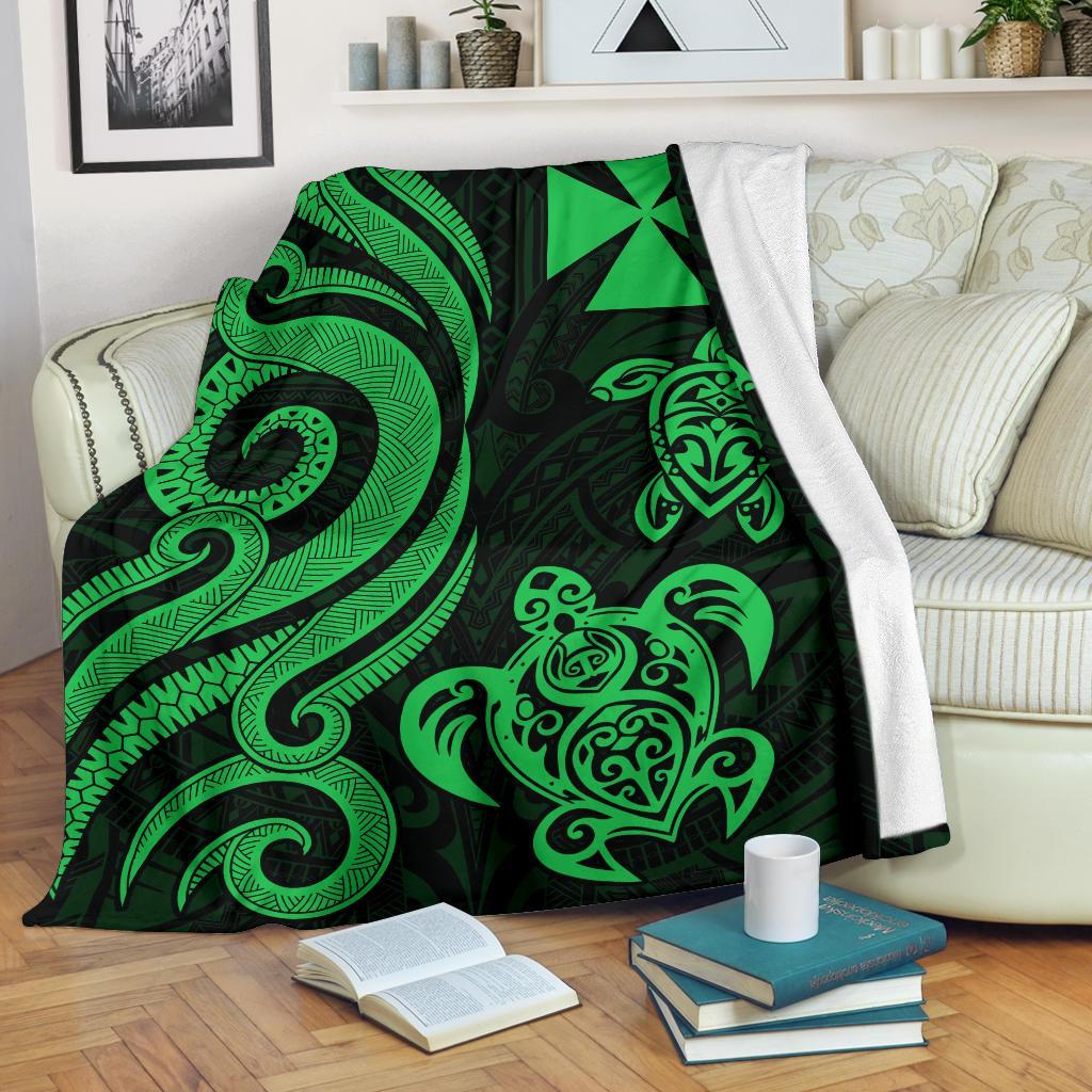 Wallis and Futuna Premium Blanket - Green Tentacle Turtle White - Polynesian Pride