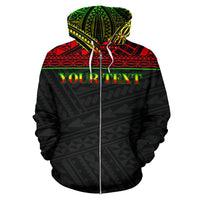 Hawaii Kanaka Maoli All Over Custom Zip up Hoodie Reggae Color Style - Polynesian Pride