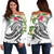 Guam Polynesian Women's Off Shoulder Sweater - Summer Plumeria (White) White - Polynesian Pride