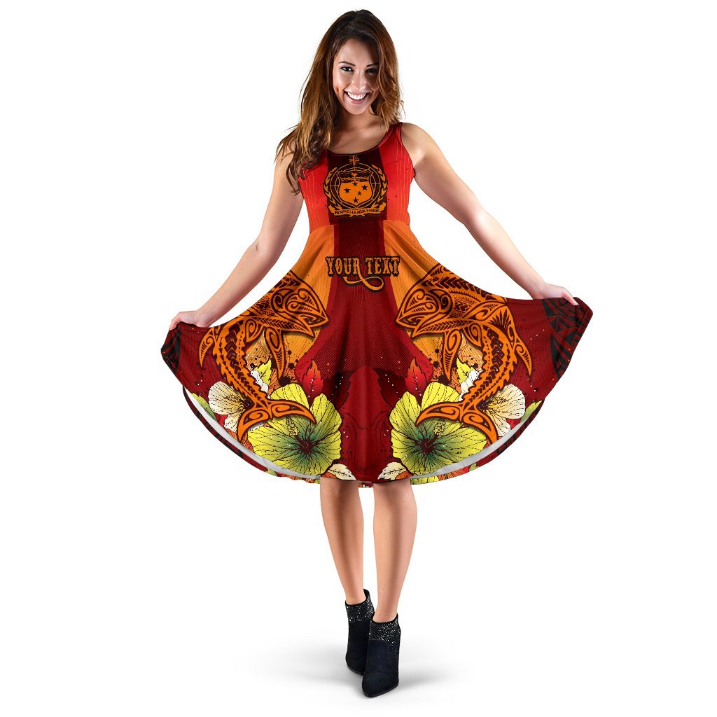 Samoa Custom Personalised Women's Dress - Tribal Tuna Fish Women Orange - Polynesian Pride