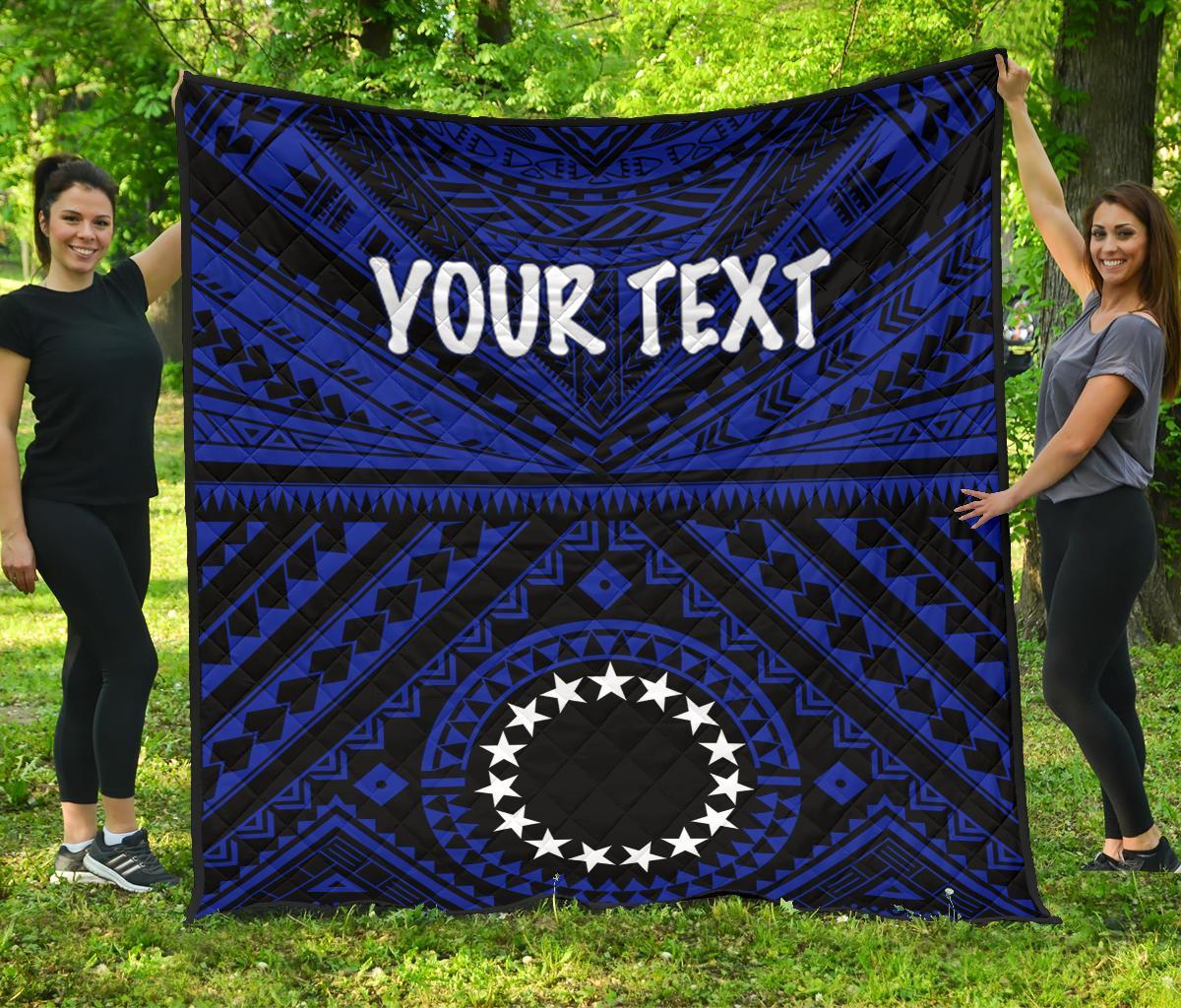 Cook Island Personalised Premium Quilt - Seal With Polynesian Tattoo Style ( Blue) - Polynesian Pride