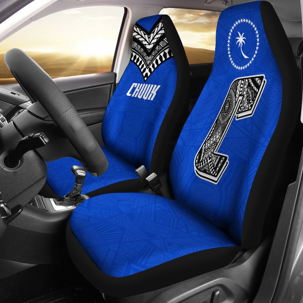 Chuuk Car Seat Covers - Chuuk Flag Micronesian Pattern Style Universal Fit Blue - Polynesian Pride