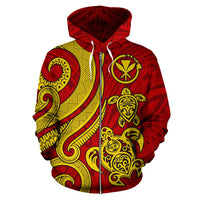 Polynesian Hawaii (Kanaka Maoli) Zip up Hoodie Red Tentacle Turtle - Polynesian Pride