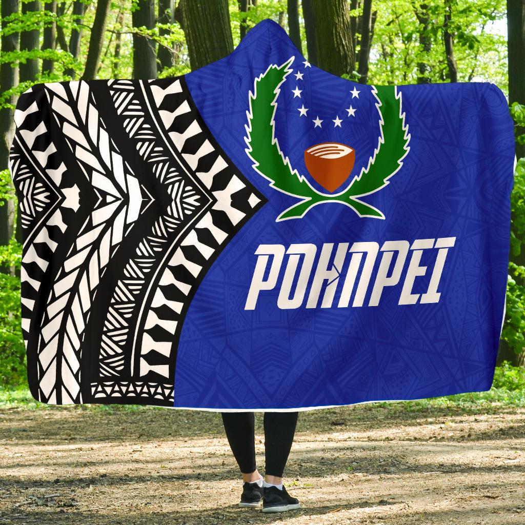 Pohnpei Flag Economy Hooded Blanket Micronesian Pattern - Polynesian Pride