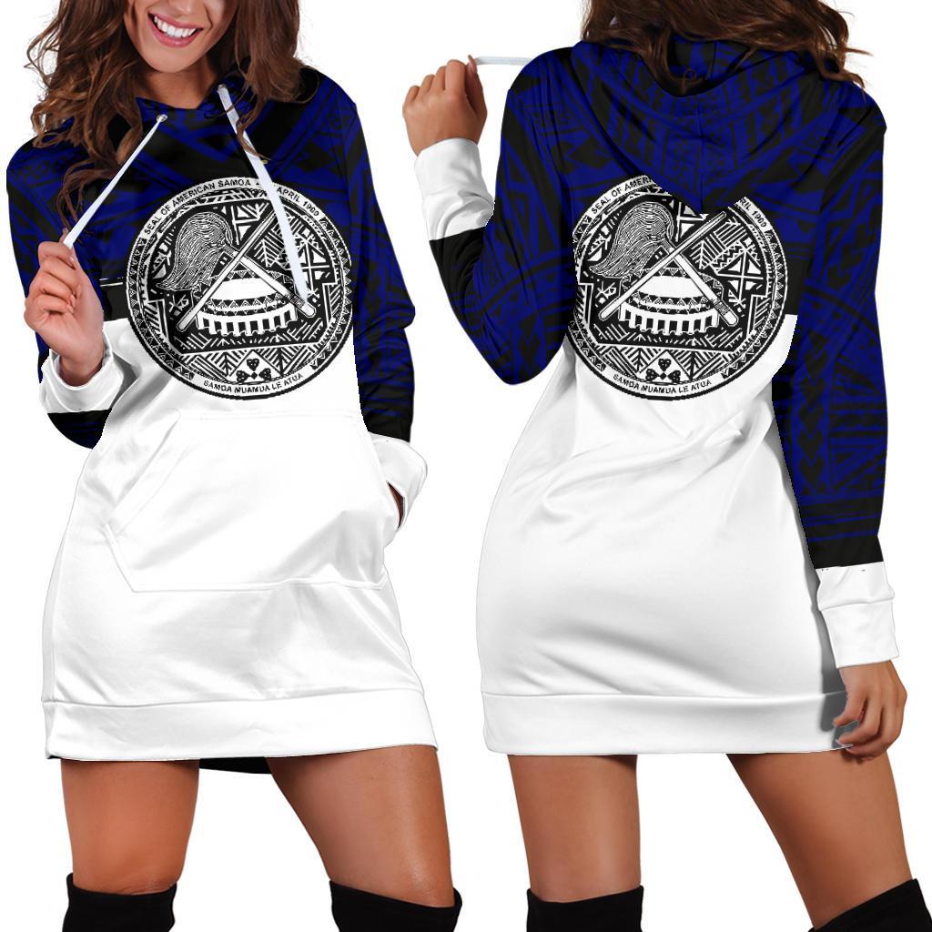 American Samoa Hoodie Dress - American Samoa Seal Special White - Polynesian Pride