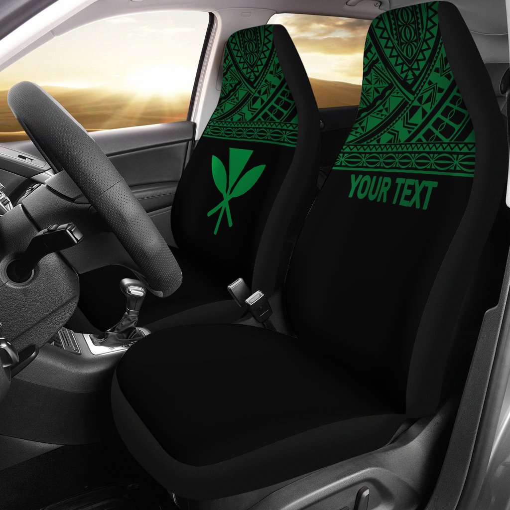 Hawaii Custom Personalised Car Seat Covers - Kanaka Maoli Polynesian Green Horizontal Universal Fit Green - Polynesian Pride