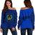 Pohnpei Polynesian Women's Off Shoulder Sweater Coat Of Arms - Front Half Style Th5 Blue - Polynesian Pride