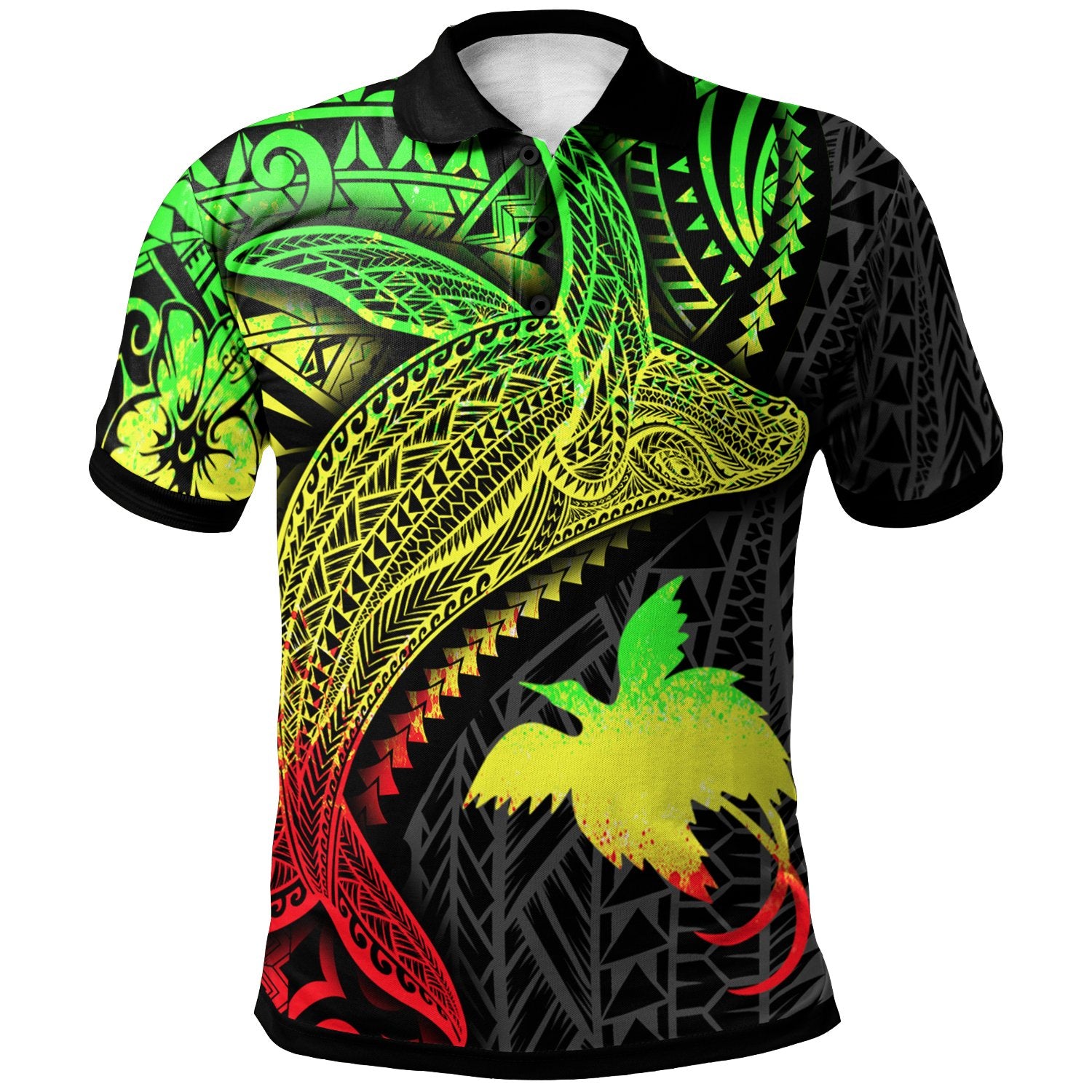 Papua New Guinea Polo Shirt Humpback Whale and Coat of Arms Reggae Unisex Reggae - Polynesian Pride