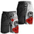 Tahiti Polynesian Men's Shorts - Coat Of Arm With Hibiscus White - Polynesian Pride