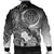 Kosrae Custom Personalised Men's Bomber Jacket - Humpback Whale with Tropical Flowers (White) - Polynesian Pride