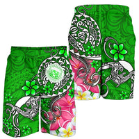 Hawaii Polynesian Men's Shorts - Hawaii Seal With Turtle Plumeria (Green) - Polynesian Pride