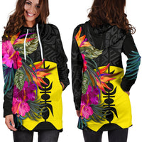 New Caledonia Women's Hoodie Dress - Polynesian Hibiscus Pattern - Polynesian Pride
